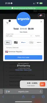 POP-LIDIA coupon verification screenshot