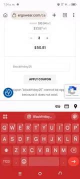 Blackfriday25 coupon verification screenshot
