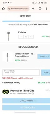 Erica's ATA coupon verification screenshot
