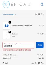 Erica's ATA coupon verification screenshot