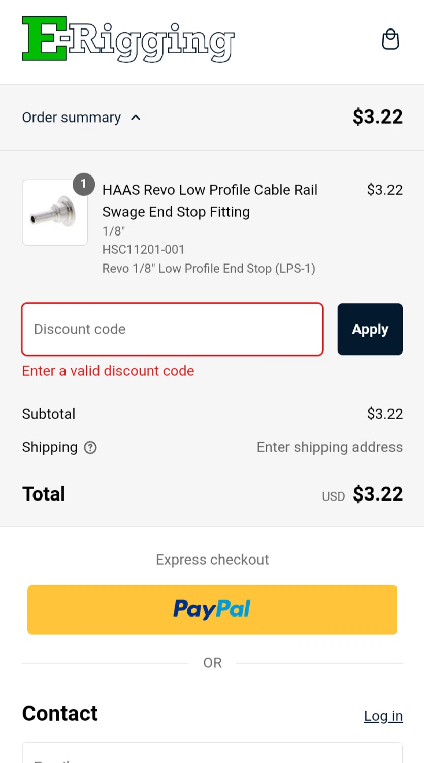 E-Rigging promo code screenshot showing code 5OFF applied at E-Rigging checkout page. Uploaded by SimplyCodes community member RealMadrid15 on Feb 13, 2025