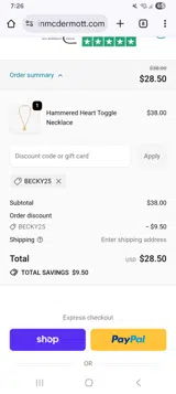 Erin McDermott Jewelry coupon verification screenshot