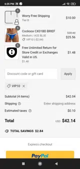 VIP10 coupon verification screenshot