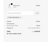 Escentric Molecules US coupon verification screenshot