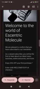 Escentric Molecules US coupon verification screenshot