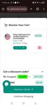 Travel10 coupon verification screenshot