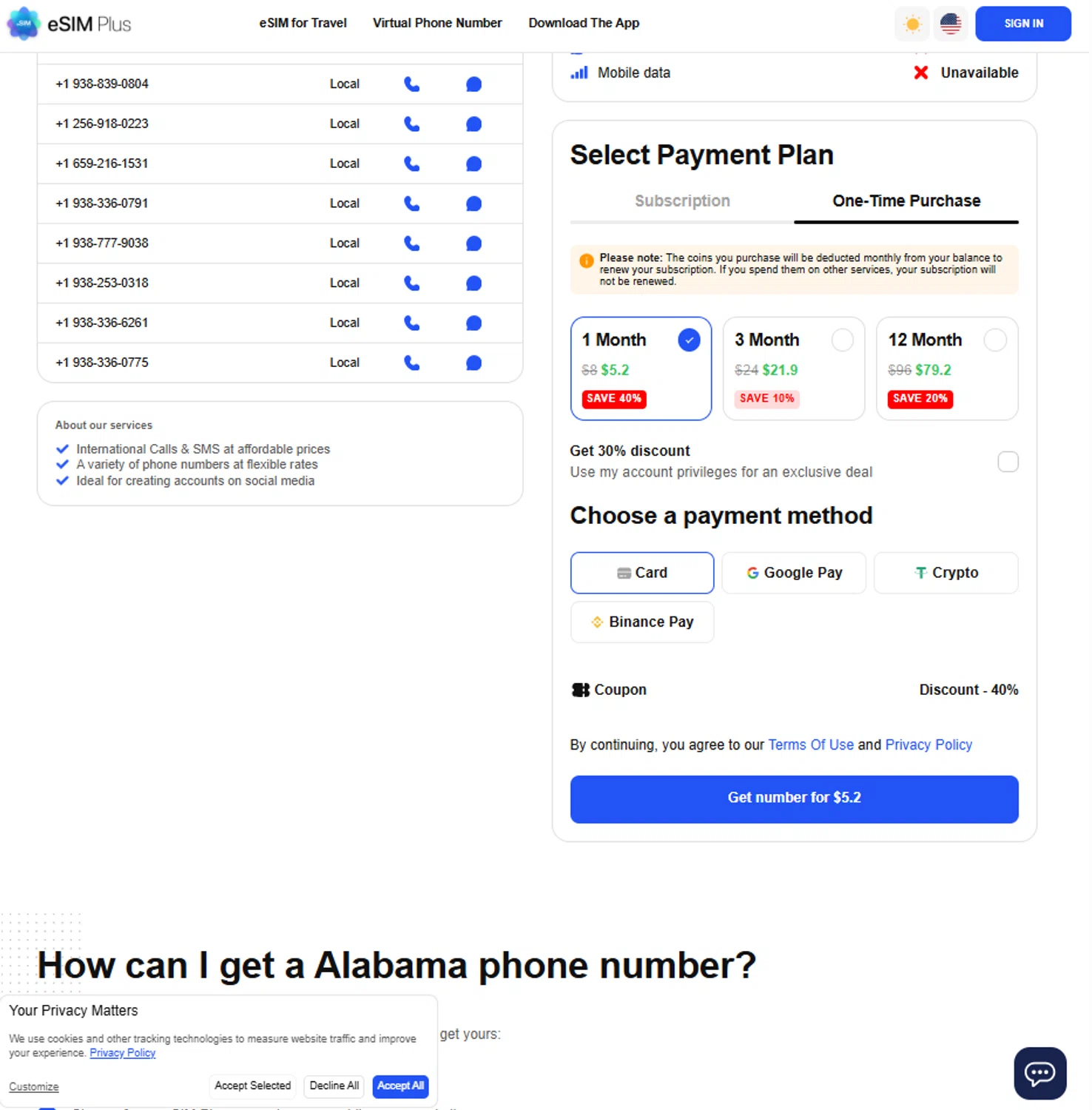 eSIM Plus promo code screenshot showing code coupon-40% applied at eSIM Plus checkout page. Uploaded by SimplyCodes community member reggiesmith on Jan 19, 2026