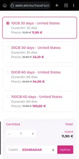 ESIMRADAR coupon verification screenshot