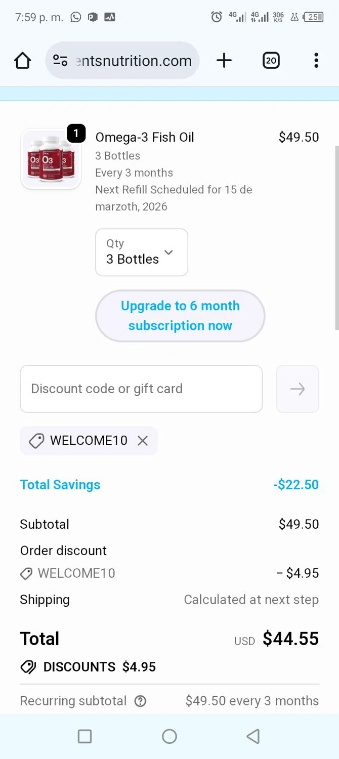 Essential Elements discount code screenshot showing code WELCOME10 applied at Essential Elements checkout page. Uploaded by SimplyCodes community member frankrivero on Dec 16, 2025