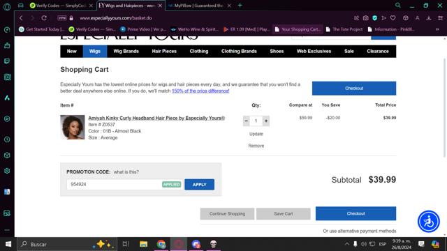 Especially Yours checkout page showing Especially Yours promo code box | Screenshot taken by SimplyCodes community member on Aug 26, 2024