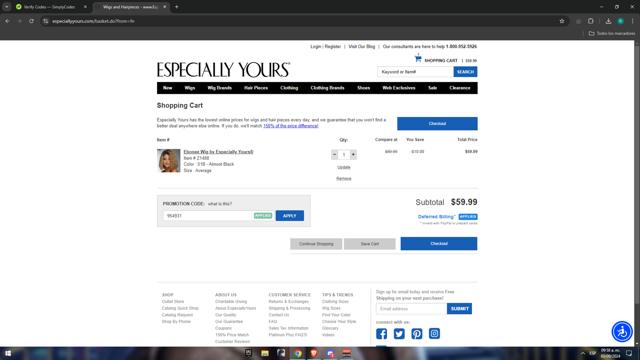 Especially Yours checkout page showing Especially Yours promo code box | Screenshot taken by SimplyCodes community member on Sep 3, 2024