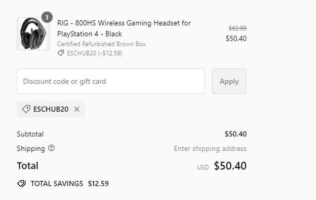 E Sport Certified checkout page showing E Sport Certified promo code box | Screenshot taken by SimplyCodes community member on Apr 13, 2024