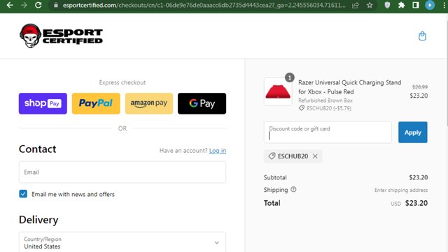 E Sport Certified checkout page showing E Sport Certified promo code box | Screenshot taken by SimplyCodes community member on Nov 13, 2023