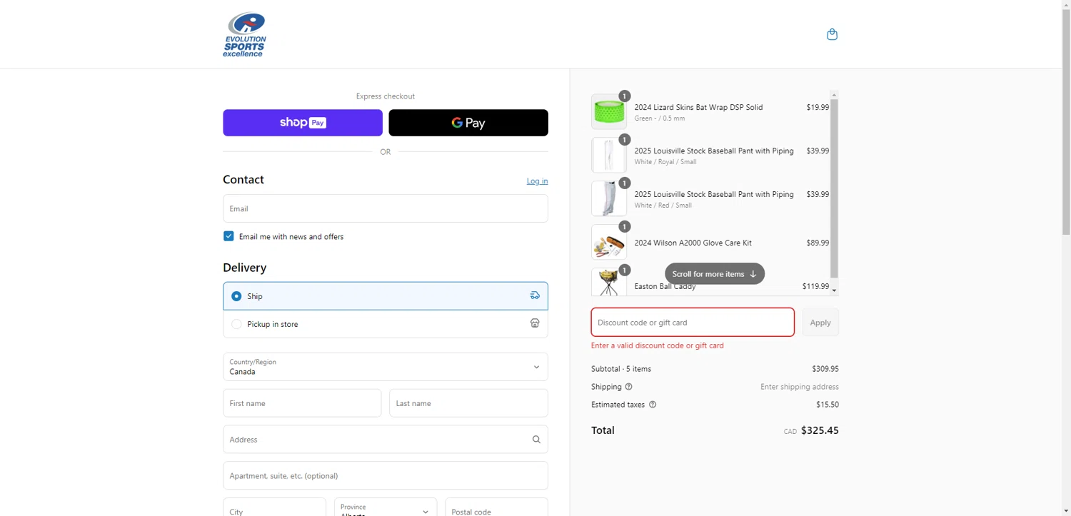 Evolution Sports Excellence discount code screenshot showing code VIP10TH applied at Evolution Sports Excellence checkout page. Uploaded by SimplyCodes community member PennyRanger8219 on May 24, 2025