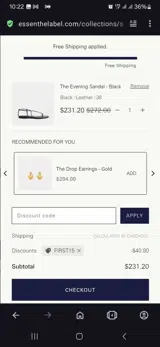 First15 coupon verification screenshot