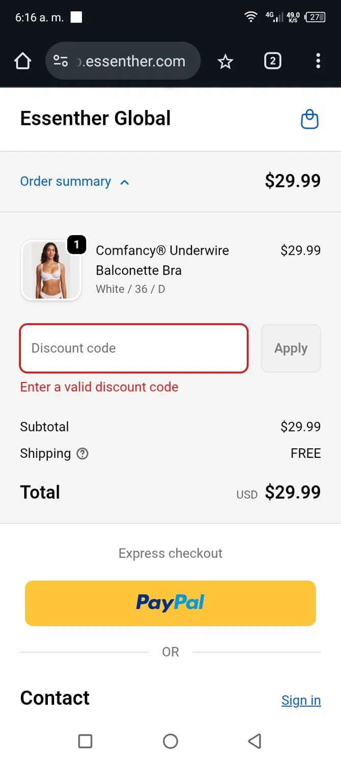 Essenther discount code screenshot showing code Welcome01 applied at Essenther checkout page. Uploaded by SimplyCodes community member CARLOSSLIM on Nov 3, 2025