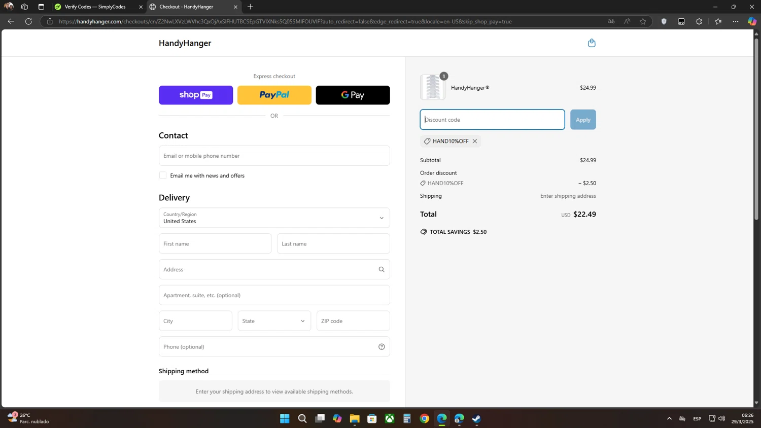 Essenther discount code screenshot showing code hello10 applied at Essenther checkout page. Uploaded by SimplyCodes community member Flores on Apr 7, 2025