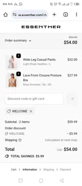 WELCOME coupon verification screenshot