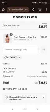 ALEXSIA01 coupon verification screenshot