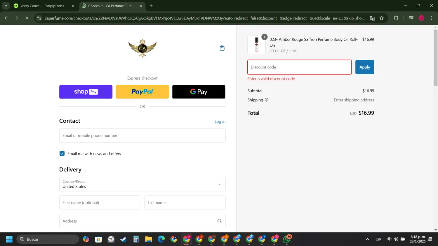 Essential Labs discount code screenshot showing code WELCOME$5OFF24 applied at Essential Labs checkout page. Uploaded by SimplyCodes community member VictoriousVirtuoso7711 on Jan 24, 2025