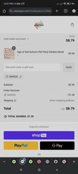 SAVE20 coupon verification screenshot