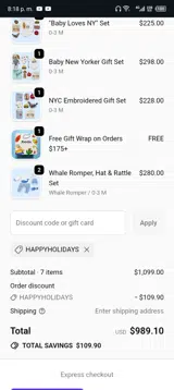 HAPPYHOLIDAYS coupon verification screenshot