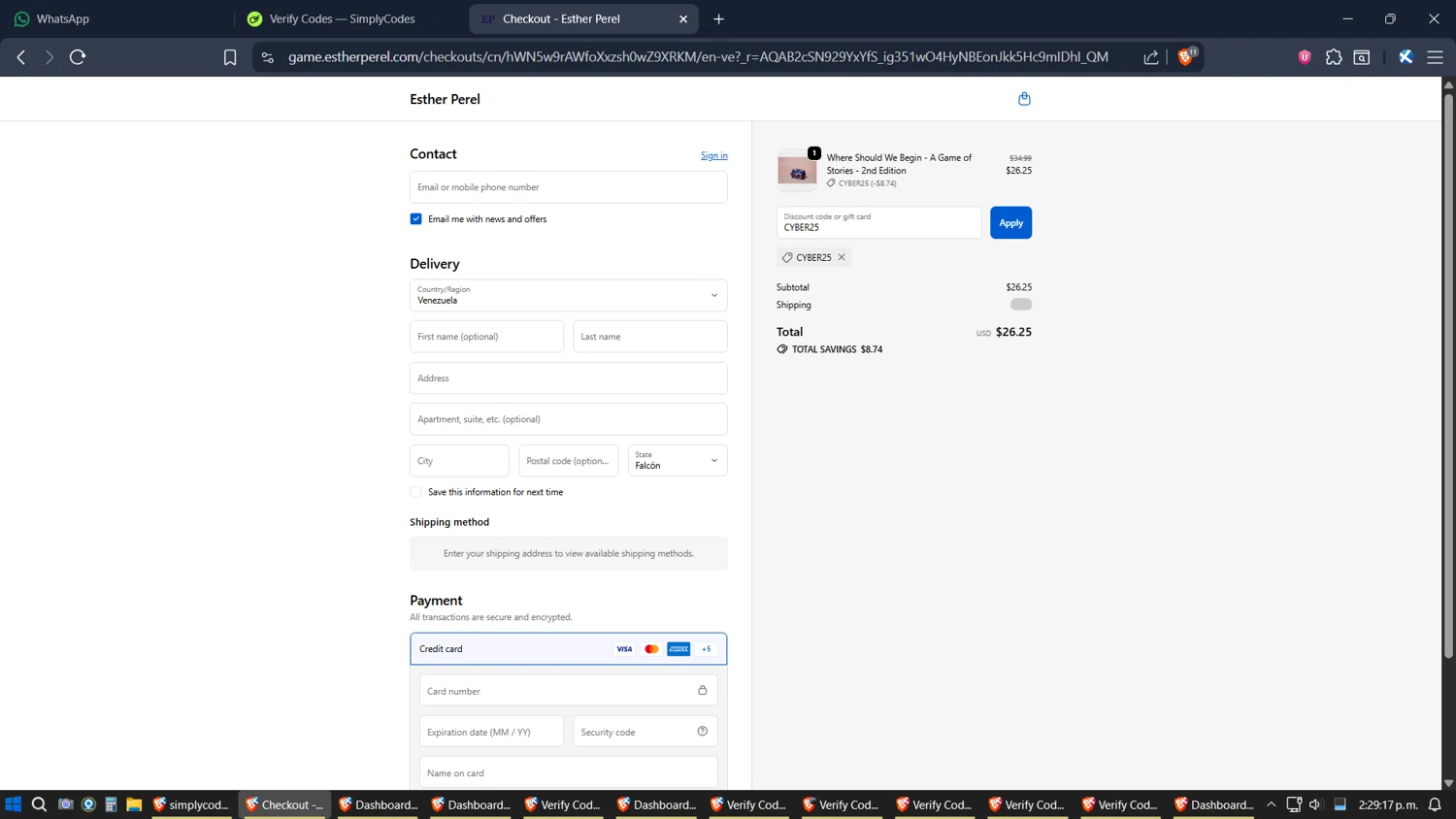 Esther Perel checkout page showing Esther Perel coupon code box | Screenshot taken by SimplyCodes community member on Dec 1, 2025
