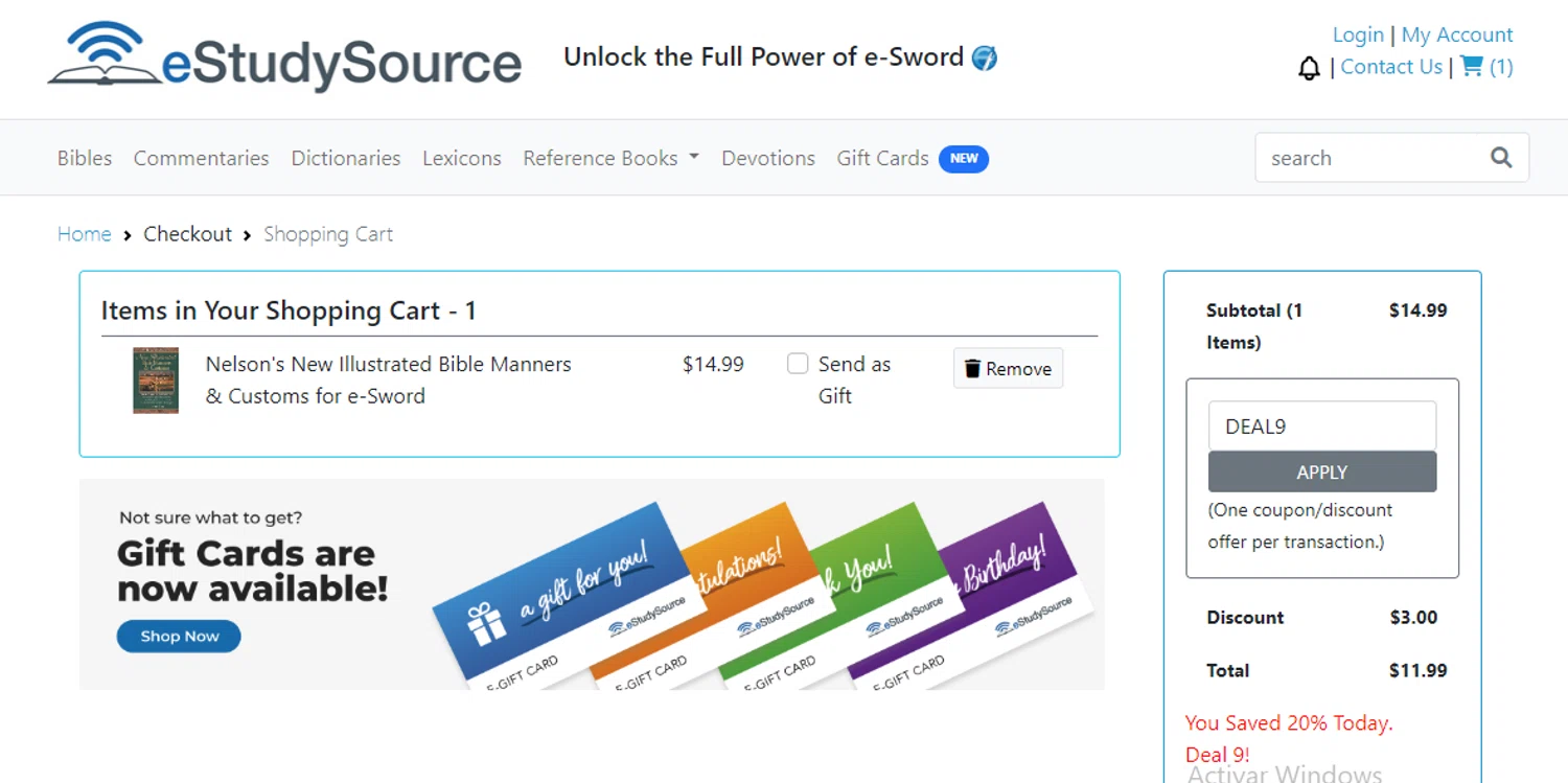 where to use Estudysource promo code box