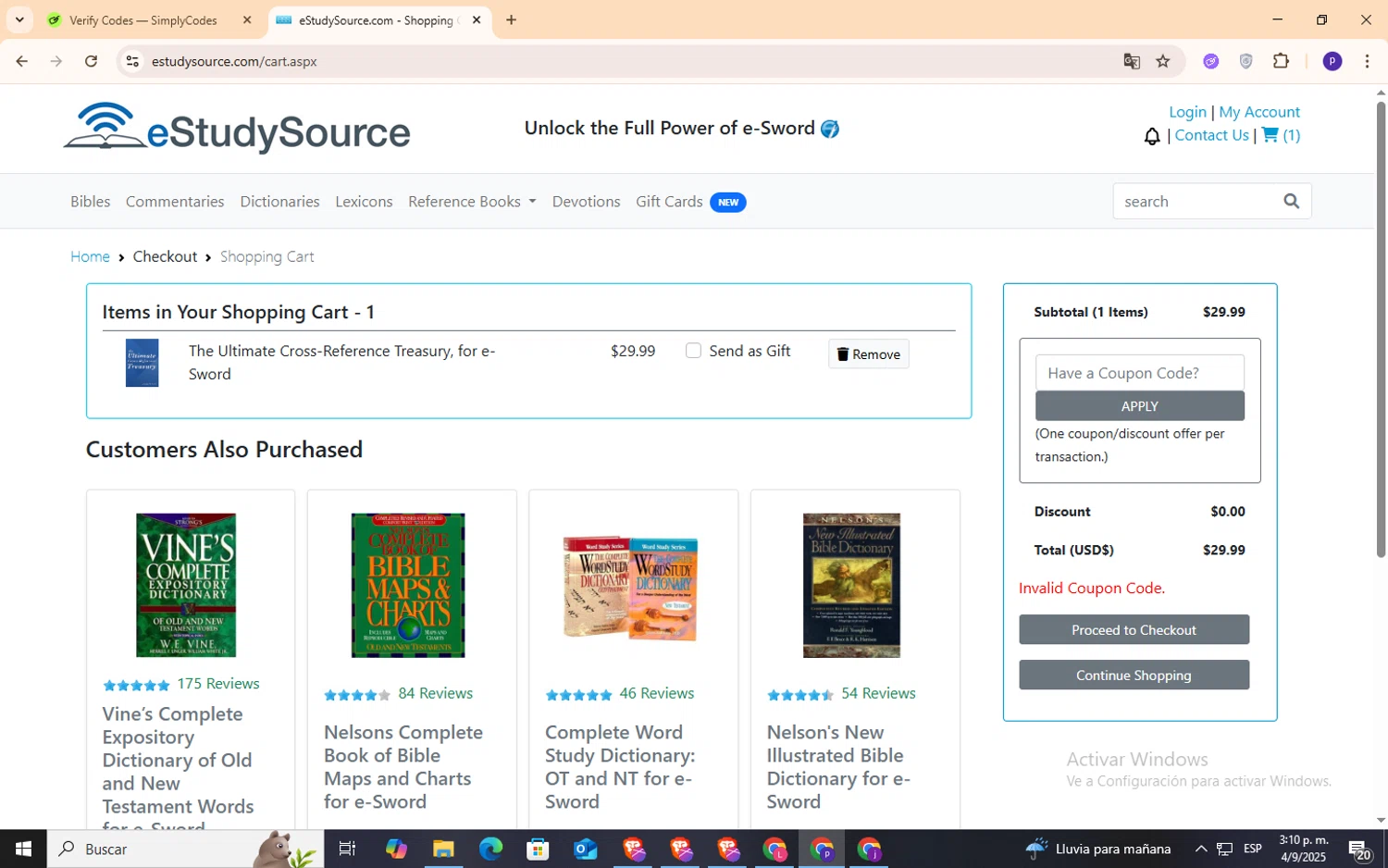 eStudySource.com coupon code screenshot showing code ut20 applied at eStudySource.com checkout page. Uploaded by SimplyCodes community member NobleFox9153 on Sep 4, 2025