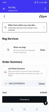 WELCOMEBACK coupon verification screenshot
