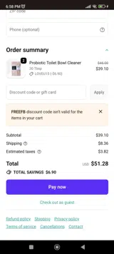 FREEFB coupon verification screenshot
