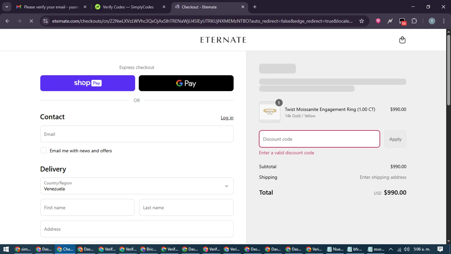 Eternate discount code screenshot showing code PRIDE15 applied at Eternate checkout page. Uploaded by SimplyCodes community member MoneyTiger5162 on Jun 15, 2025