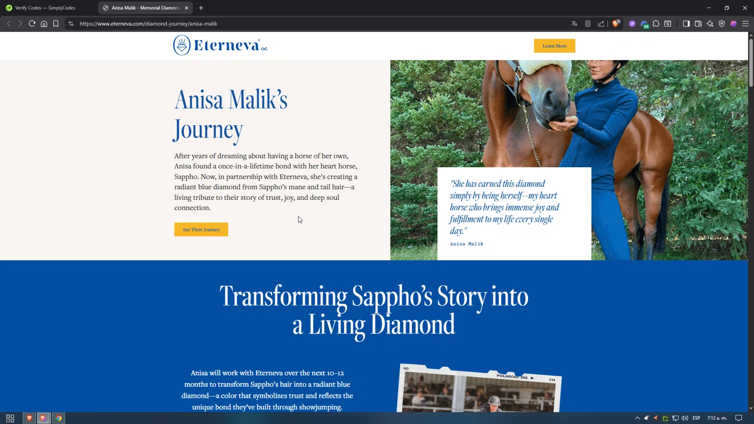 Eterneva discount code screenshot showing code ANISA25 applied at Eterneva checkout page. Uploaded by SimplyCodes community member Hei201 on Oct 19, 2025