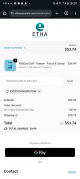 ETHA Natural Botanicals coupon verification screenshot