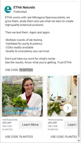 ETHA Natural Botanicals coupon verification screenshot