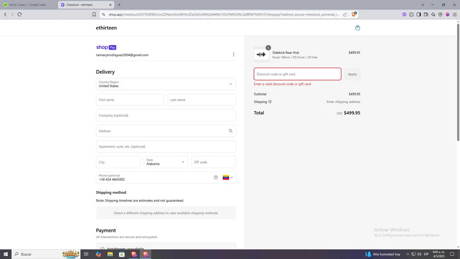 E*Thirteen promo code screenshot showing code OTTERSAVINGS applied at E*Thirteen checkout page. Uploaded by SimplyCodes community member Machi005 on May 4, 2025