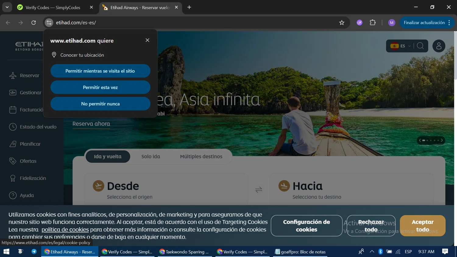 Etihad Airways UK promo code screenshot showing code SUMMERSPLASH applied at Etihad Airways UK checkout page. Uploaded by SimplyCodes community member CodeLegend9632 on Sep 21, 2025