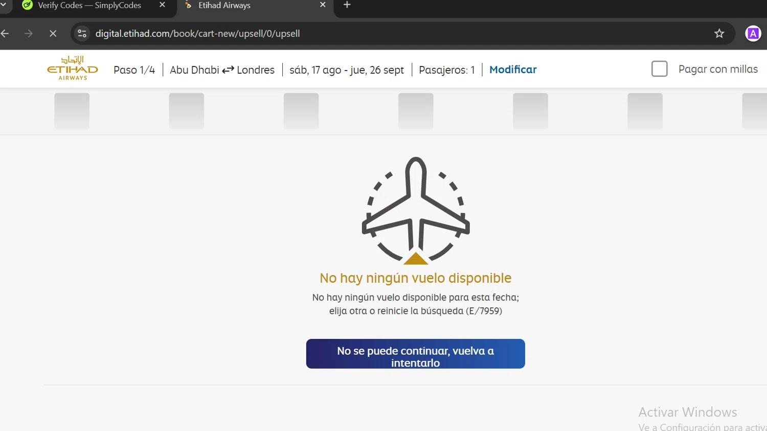 Etihad Airways UK checkout page showing Etihad Airways UK promo code box | Screenshot taken by SimplyCodes community member on Aug 17, 2024