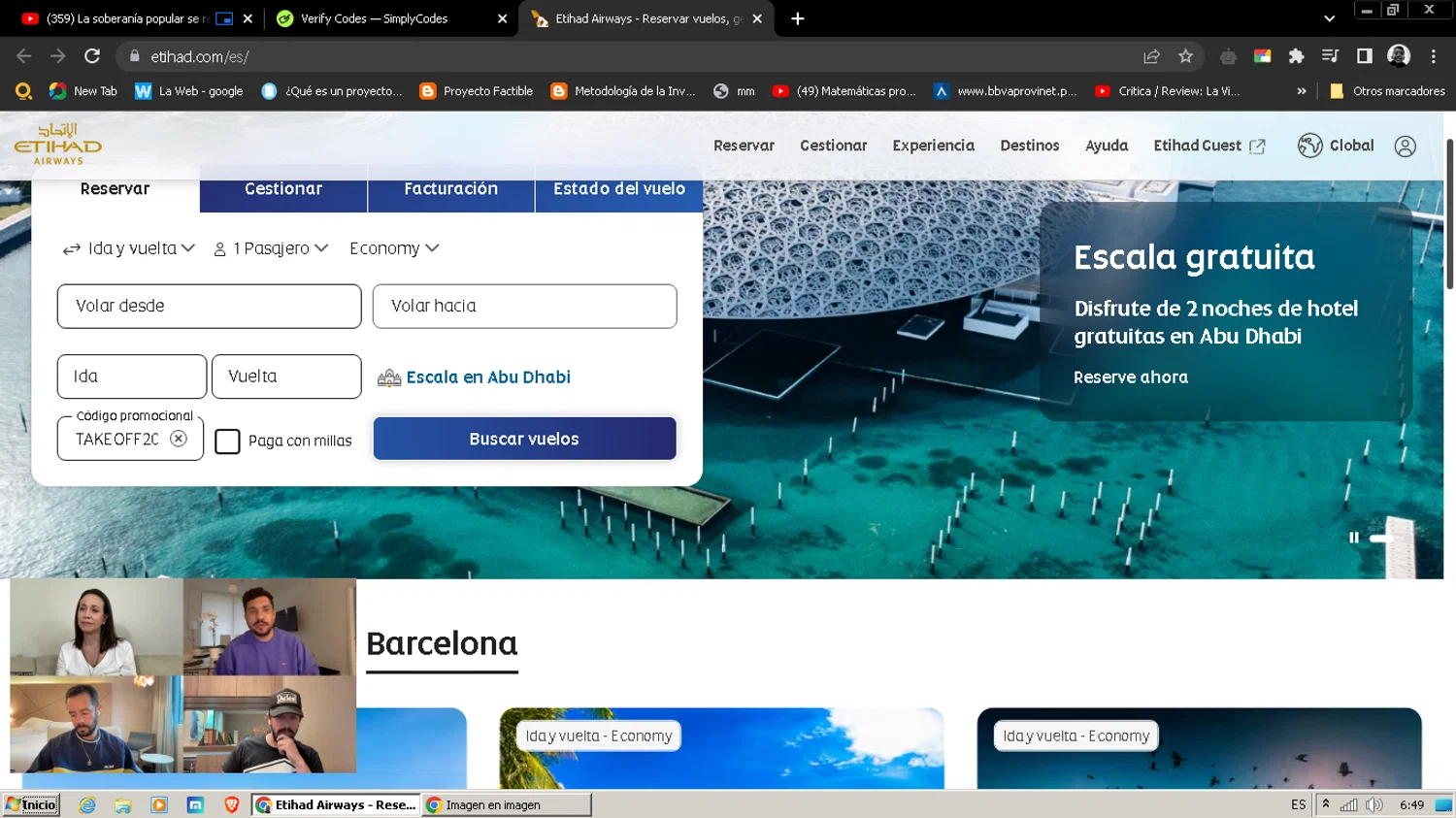 Etihad Airways UK checkout page showing Etihad Airways UK promo code box | Screenshot taken by SimplyCodes community member on Aug 17, 2024