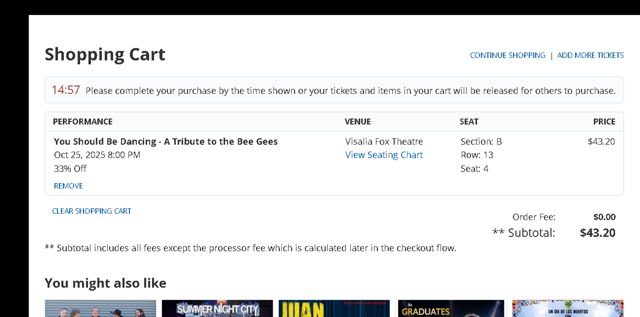 Etix checkout page showing Etix promo code box | Screenshot taken by SimplyCodes community member on Aug 30, 2025