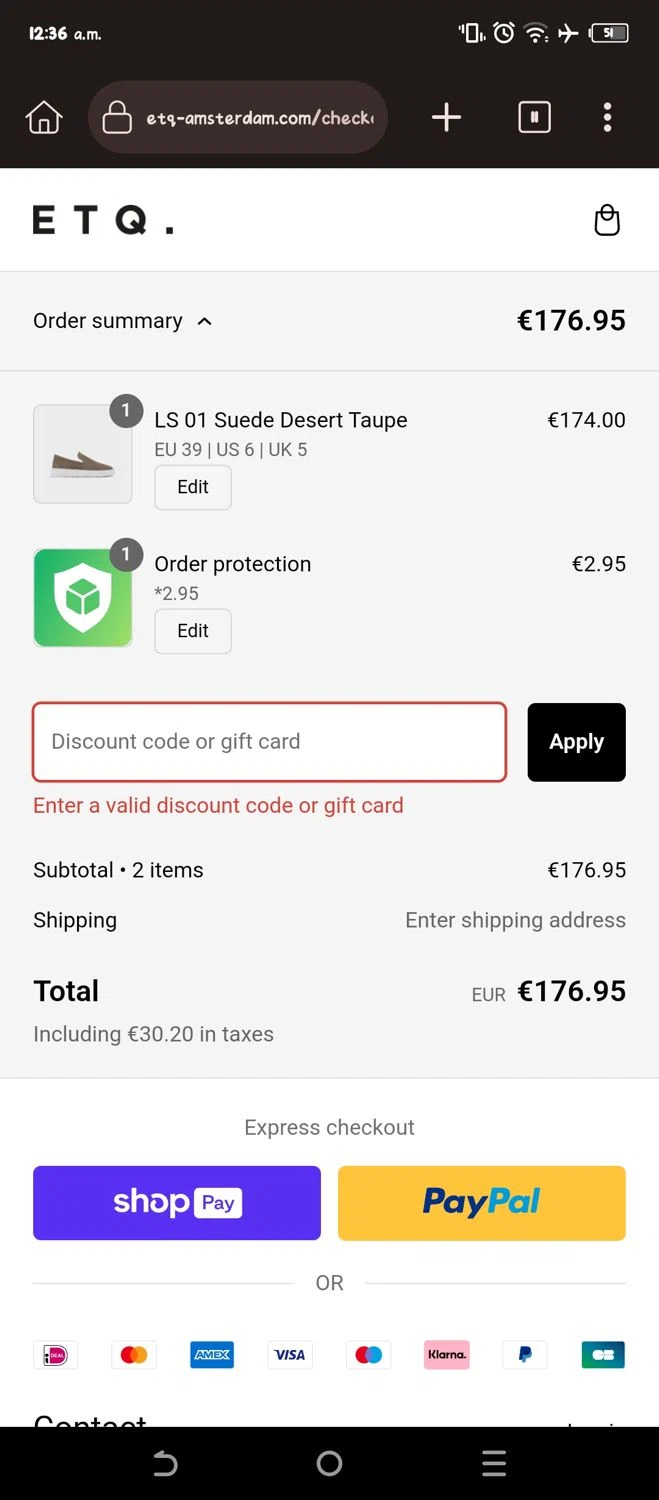 ETQ Amsterdam discount code screenshot showing code XMAS25 applied at ETQ Amsterdam checkout page. Uploaded by SimplyCodes community member Sheele_Icon on Jan 13, 2025