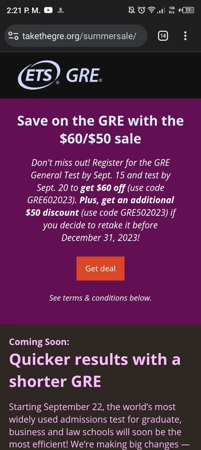 where to use ETS promo code box