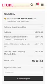 15PEROFF coupon verification screenshot