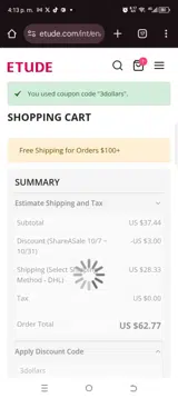 3dollars coupon verification screenshot