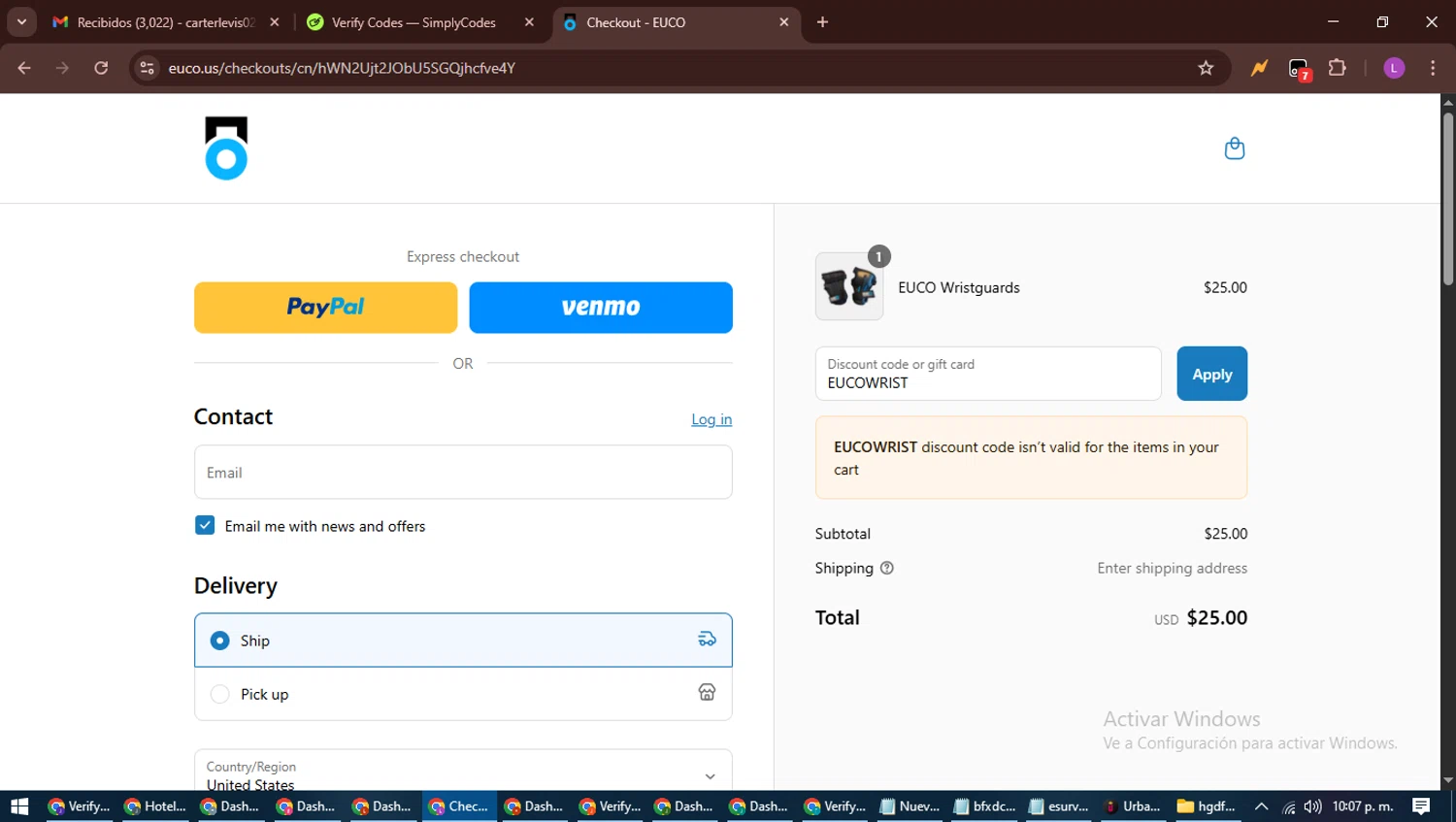 Electric Unicycle Collective promo code screenshot showing code EUCOWRIST applied at Electric Unicycle Collective checkout page. Uploaded by SimplyCodes community member RewardScout5160 on Sep 2, 2025