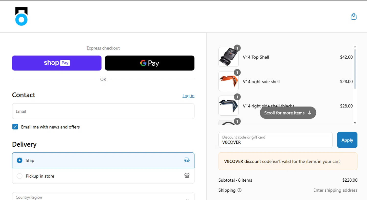 Electric Unicycle Collective promo code screenshot showing code V8COVER applied at Electric Unicycle Collective checkout page. Uploaded by SimplyCodes community member Juanls04 on Jun 24, 2025