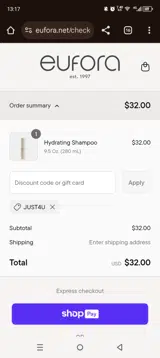 JUST4U coupon verification screenshot