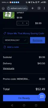 MEMORIALDAY coupon verification screenshot