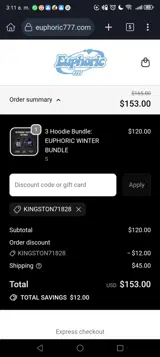 Euphoric coupon verification screenshot