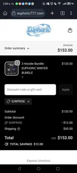 Euphoric coupon verification screenshot